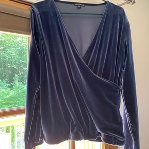 Navy velour wrap top